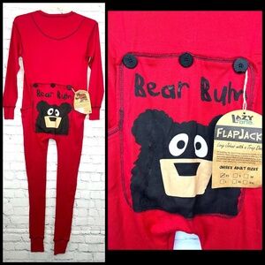 🐻❤️ |•BEAR BUM🐻•| Cozy Onesie Long Johns Trap Door Button Sz XS